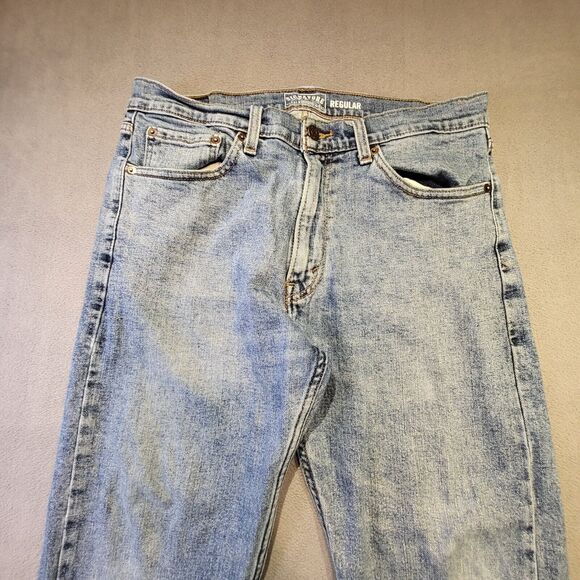 Levis Signature Mens 32x30 Regular Fit Straight Leg Distressed Denim Jeans - Picture 2 of 12